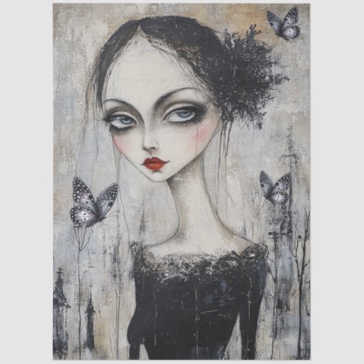 Dark Gothic Grunge Girl Decoupage Seidenpapier (Vorderseite)