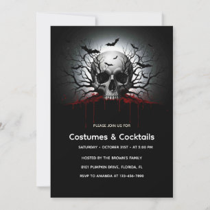 Dark Gothic Halloween Einladungskarte Skull & Ba Einladung