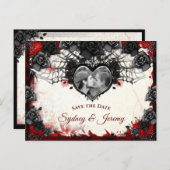 Dark Gothic Halloween FOTO Save the Date PostCard Postkarte (Vorne/Hinten)