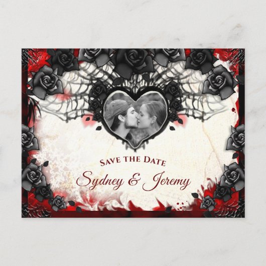 Dark Gothic Halloween FOTO Save the Date PostCard Postkarte (Vorderseite)