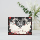 Dark Gothic Halloween FOTO Save the Date PostCard Postkarte (Stehend Vorderseite)