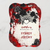 Dark Gothic Halloween Heart Wed Bracket Einladung (Vorne/Hinten)