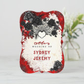 Dark Gothic Halloween Heart Wed Bracket Einladung (Stehend Vorderseite)
