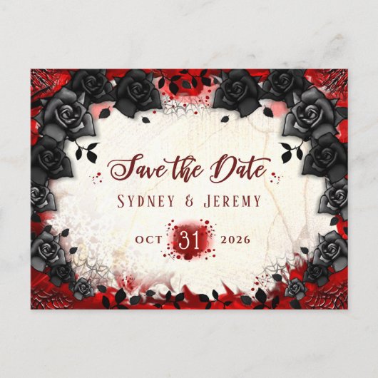 Dark Gothic Halloween Save the Date PostCard Postkarte (Vorderseite)