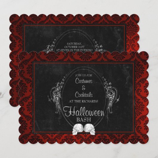 Dark Gothic Halloween Skulls Einladung (Vorne/Hinten)