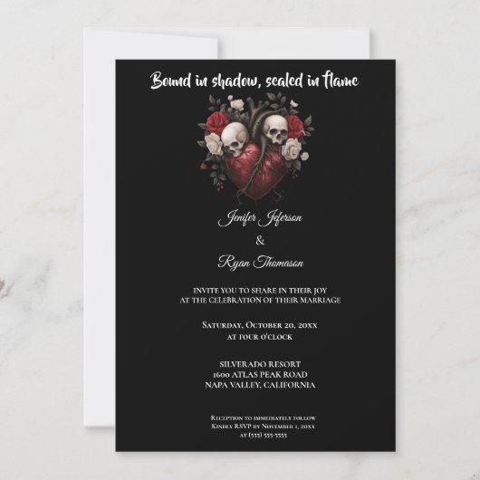 Dark Gothic Halloween wedding invitation Einladung (Vorderseite)