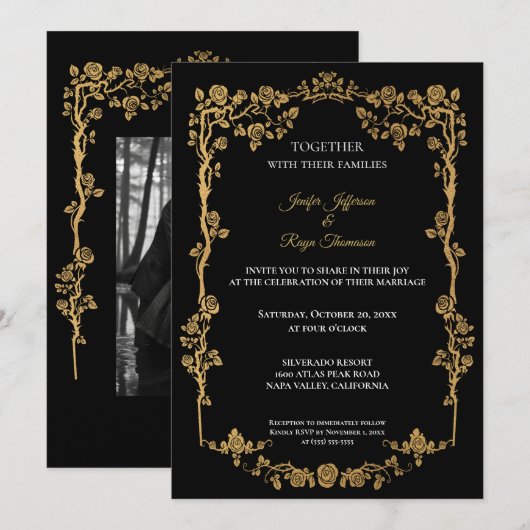 Dark Gothic Halloween wedding Invitation Einladung (Vorne/Hinten)