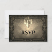 Dark Gothic Halloween Wedding RSVP Card Karte (Rückseite)