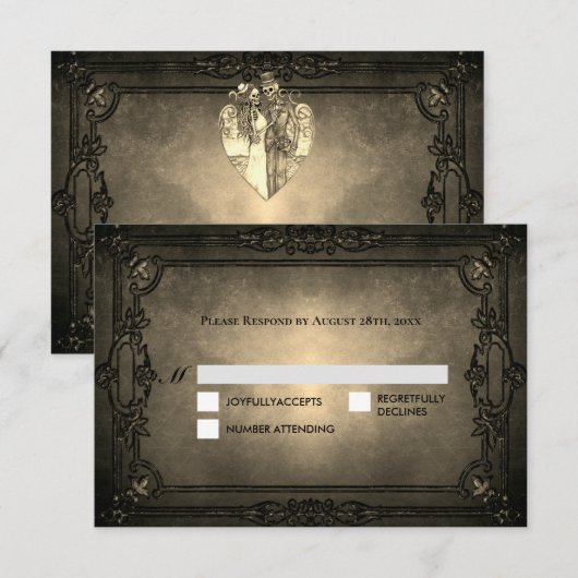 Dark Gothic Halloween Wedding RSVP Card Karte (Vorne/Hinten)