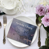 Dark Gothic Lila Lavendel Floral QR Code Foto All In One Einladung