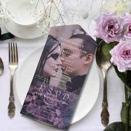 Dark Gothic Lila Lavendel Floral Rose Foto All In One Einladung