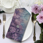Dark Gothic Lila Lavender Rose QR Code All In One Einladung