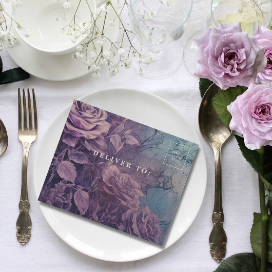 Dark Gothic Lila Lavender Rose QR Code All In One Einladung