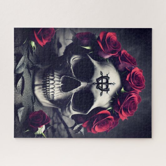 Dark Gothic Macabre Rose Skull Puzzle (Horizontal)