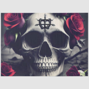 Dark Gothic Macabre Rose Skull Seidenpapier