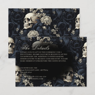 Dark Gothic Moody Skulls & Blume Hochzeit Begleitkarte