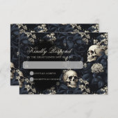 Dark Gothic Moody Skulls & Blume Hochzeit RSVP Karte (Vorne/Hinten)