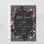 Dark Gothic Moody Watercolor Floral Bridal Brunch Einladung (Vorderseite)
