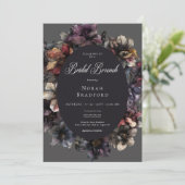 Dark Gothic Moody Watercolor Floral Bridal Brunch Einladung (Stehend Vorderseite)