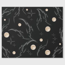 Dark Gothic Moon & Stars Wrapping Paper