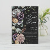 Dark Gothic mysteriös Mute Floral Bridal Brunch Einladung (Stehend Vorderseite)