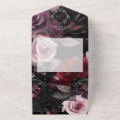 Dark Gothic Pink Burgundy & Black Floral Dinner All In One Einladung (Außenbereich)