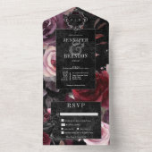 Dark Gothic Pink Burgundy & Black Floral Dinner All In One Einladung (Innen Boden)