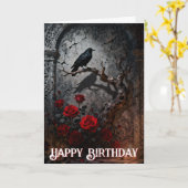 Dark Gothic Raven and Roses Mural Birthday Karte (Gelbe Blume)