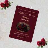 Dark Gothic Romance Burgundy Custom Photo Wedding Einladung