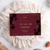 Dark Gothic Romance Roses Wedding RSVP Karte
