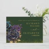 Dark Gothic Rose Glitzer Hochzeitseinladung Einladung (Stehend Vorderseite)