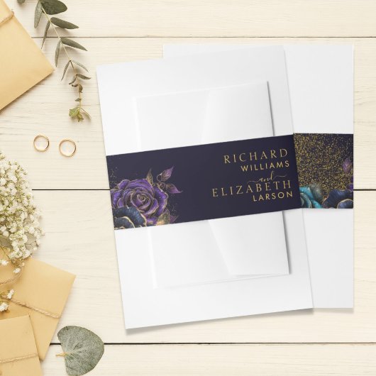 Dark Gothic Rose Glitzer Wedding Einladungsbanderole