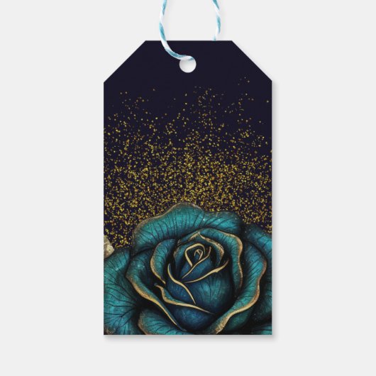 Dark Gothic Rose Glitzer Wedding Geschenkanhänger (Rückseite)