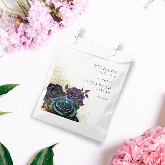 Dark Gothic Rose Glitzer Wedding Geschenktütchen