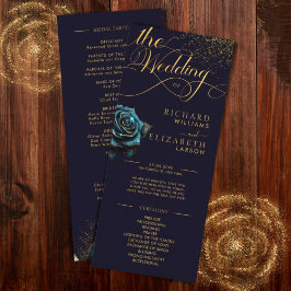 Dark Gothic Rose Glitzer Wedding Programm