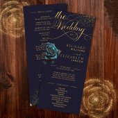 Dark Gothic Rose Glitzer Wedding Programm