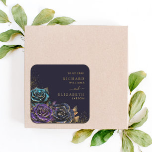 Dark Gothic Rose Glitzer Wedding Quadratischer Aufkleber