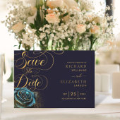 Dark Gothic Rose Glitzer Wedding Save The Date