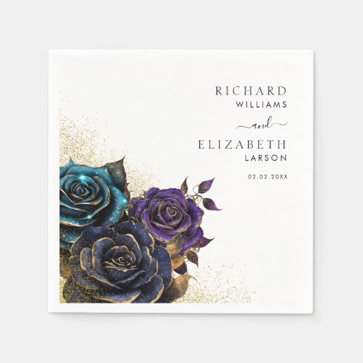 Dark Gothic Rose Glitzer Wedding Serviette (Vorderseite)