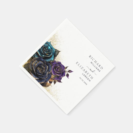 Dark Gothic Rose Glitzer Wedding Serviette (Ecke)