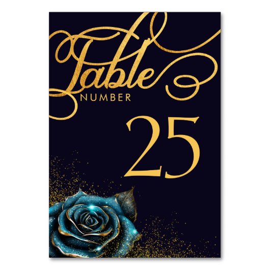 Dark Gothic Rose Glitzer Wedding Tischnummer (Vorderseite)