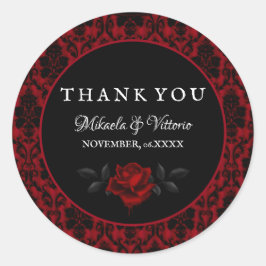 Dark Gothic Rose Wedding Danke Runder Aufkleber