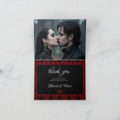 Dark Gothic Rose Wedding Foto Dankeskarte (Innenseite)