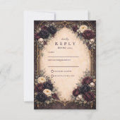 Dark Gothic Skull Floral Wedding RSVP Karte (Vorderseite)