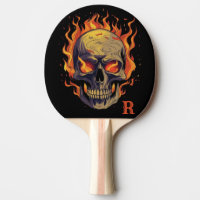 Dark Gothic Skull in Flames Monogram Initial