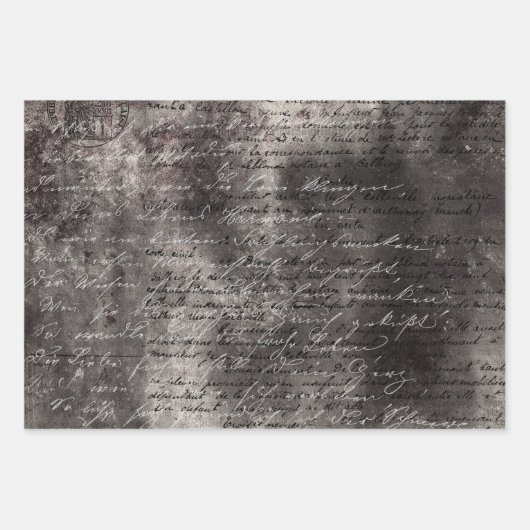 Dark Gothic Skull & Script Wrapping Paper Sheets Geschenkpapier Set (Vorderseite 3)