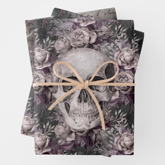 Dark Gothic Skull & Script Wrapping Paper Sheets Geschenkpapier Set (Beispiel)