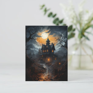 Dark Gothic Spuk House Halloween Postkarte