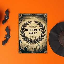 Dark Gothic Viktorianisch Vintag Wreath Halloween Einladung