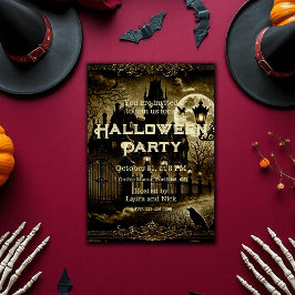 Dark Gothic Viktorianische Vintag Spooky Halloween Einladung